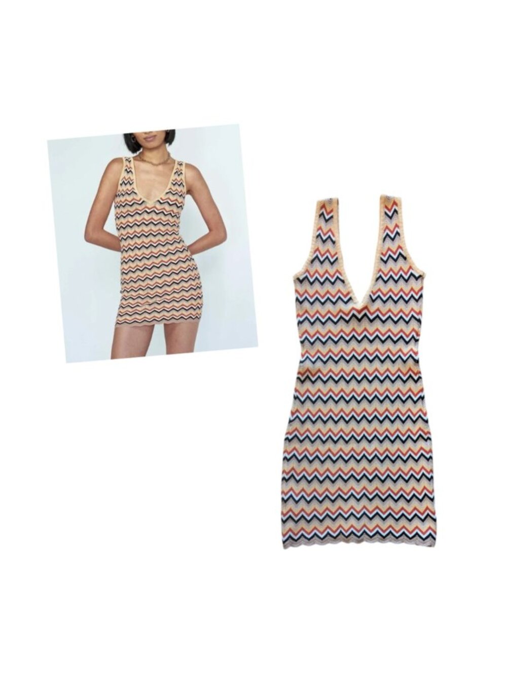 Princess Polly Julianna Chevron Knit Bodycon Mini Tank Dress XS S